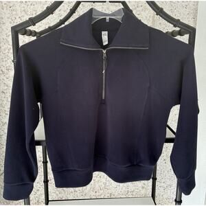 Spanx Air Essential 1/2 Zip Pullover Womens Large Relaxed Blue Soft Athleisure